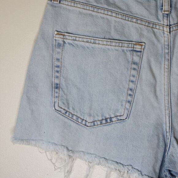 Light Blue Denim Cutoff Shorts Size 27‎ Button Fly Distressed - Picture 7 of 7